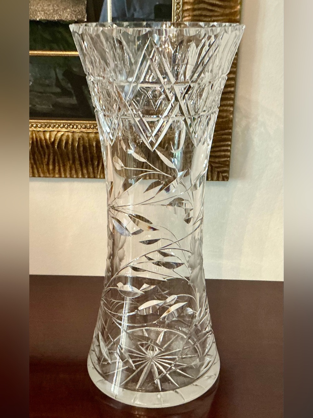 America Brilliant Period Cut Glass Corset Vase
